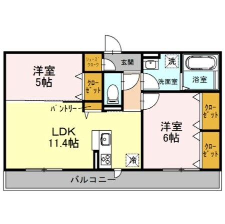 サニーフラット西市　Ａ棟の物件間取画像